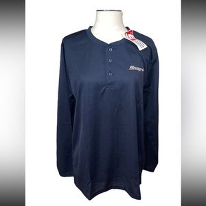 Snap-on Tools Long Sleeve Henley Shirt Jersey Mesh Navy Blue
